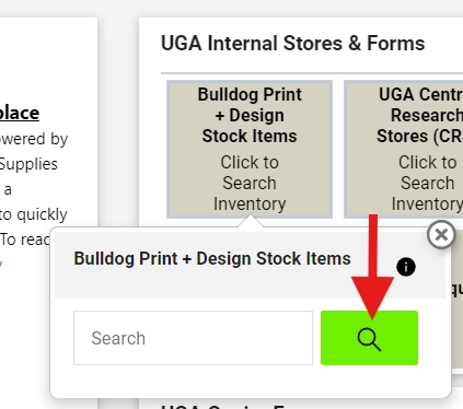 screenshot of UGAmart's Bulldog Print + Design punchout system for ordering the emergency response guide. 